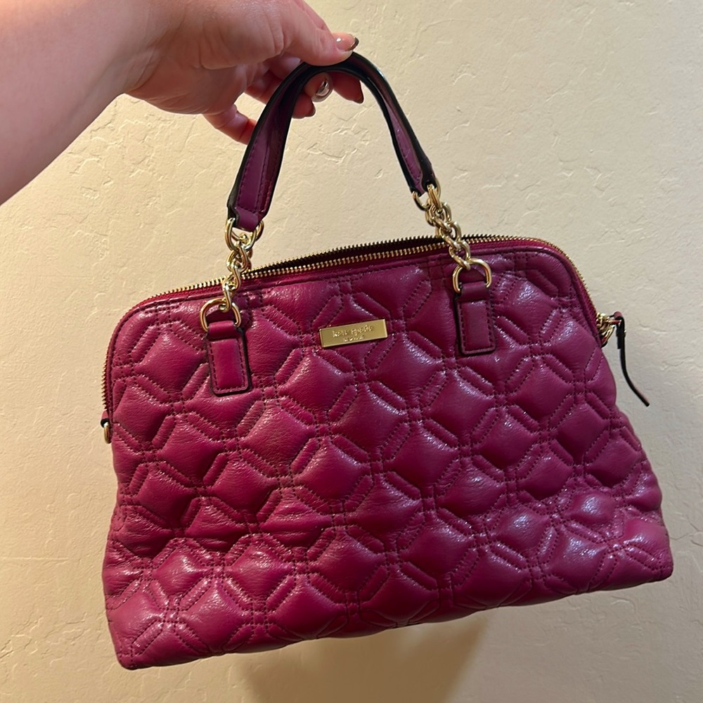 Kate Spade Astor Court Wine Colored Handbag with Gold Hardware
